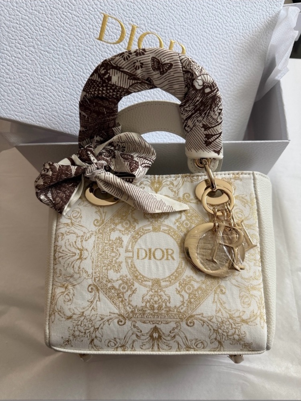 Dior Small Tote in Beige with Gold Chain Authentic GWP Limited